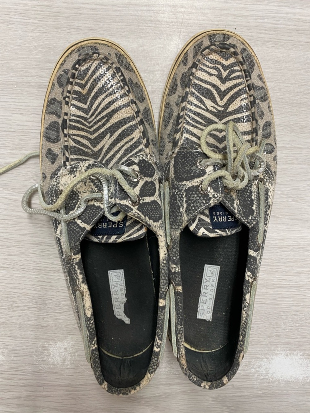 Sperry Women's Multi-Print Moccasins in Black and Tan